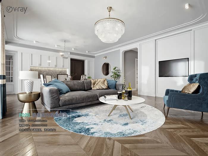 A003 Living room Modern style Vray model 2020