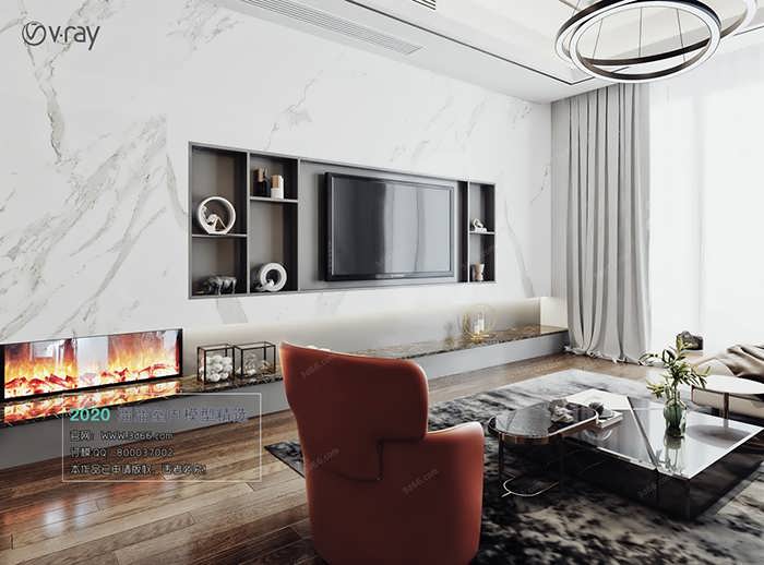 A012 Living room Modern style Vray model 2020