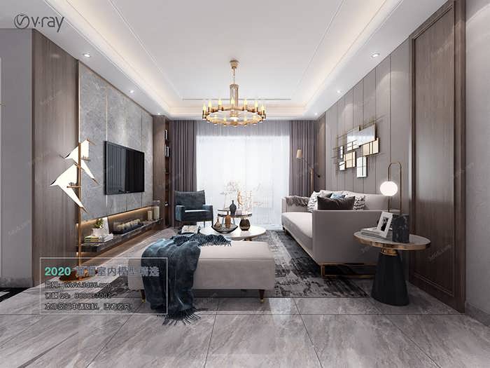 A025 Living room Modern style Vray model 2020