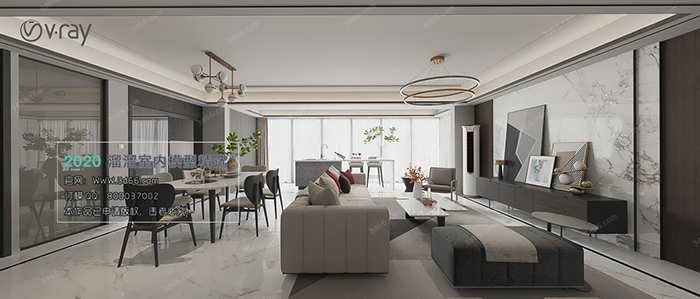 A028 Living room Modern style Vray model 2020