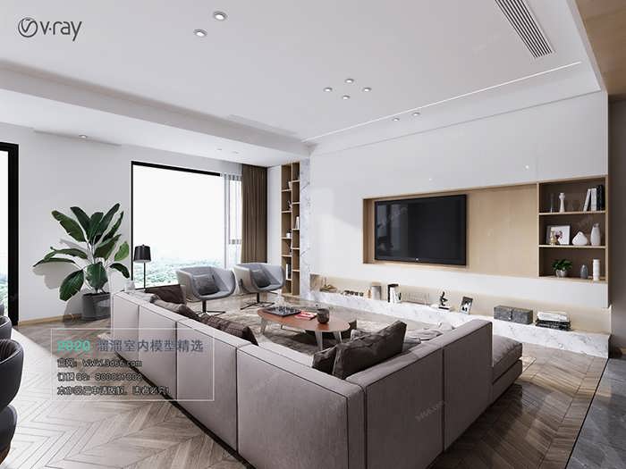 A043 Living room Modern style Vray model 2020