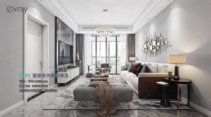 A052 Living room Modern style Vray model 2020