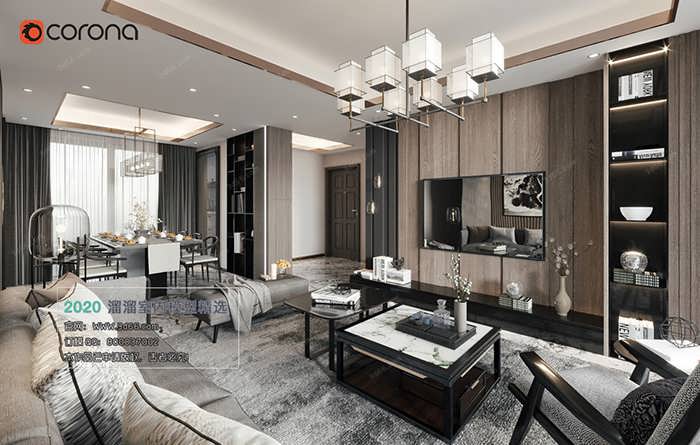 C033 Living room Chinese style Corona model 2020