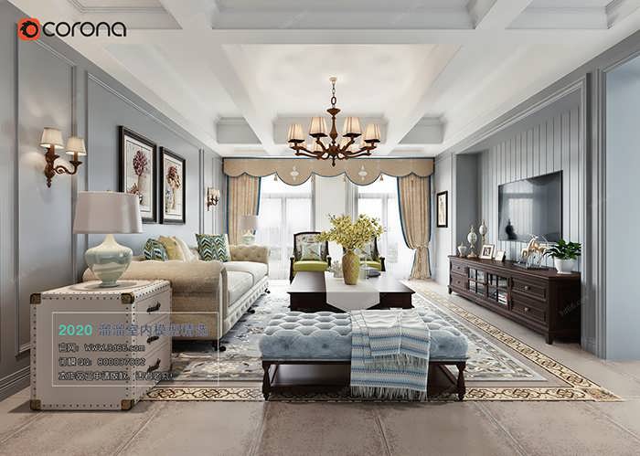 E007 Living room American style Corona model 2020