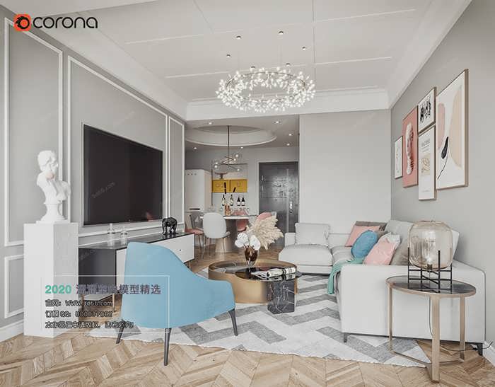 M008 Living room Nordic style Corona model 2020