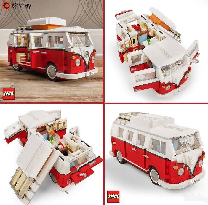 3dsky pro Lego 10220 Volkswagen T1 3D Model