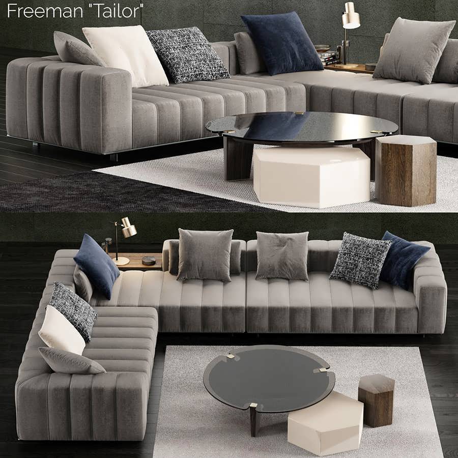 3dsky pro Minotti Freeman Tailor Sofa 2 3D Model