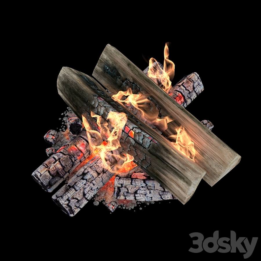 3dsky pro Fire and firewood with animation 3D Model