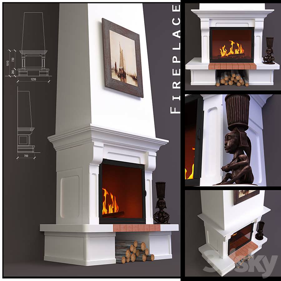 3dsky pro Fireplace Wall 3D Model