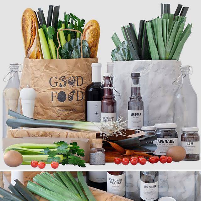3dsky Kitchen Grocery Bags 2 3D Model