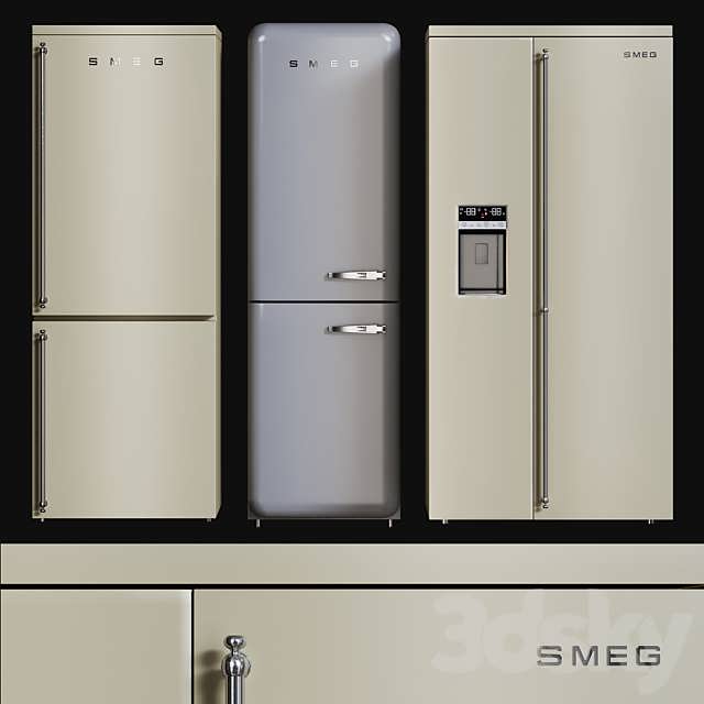 3dsky Kitchen Kitchen Appliances Fridges Set 2 3D Model