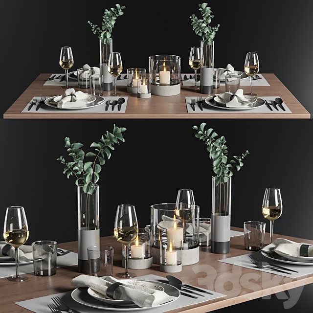 3dsky Kitchen Table Setting 1 3D Model