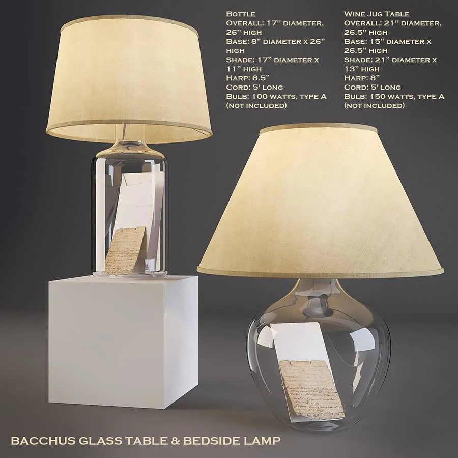 3dSky Bacchus Glass Table & Bedside Lamp 3D Object