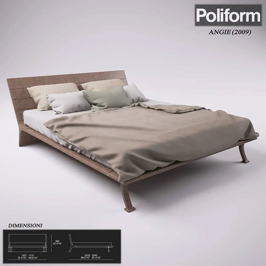 3dSky Bed Poliform Angie 3D Object