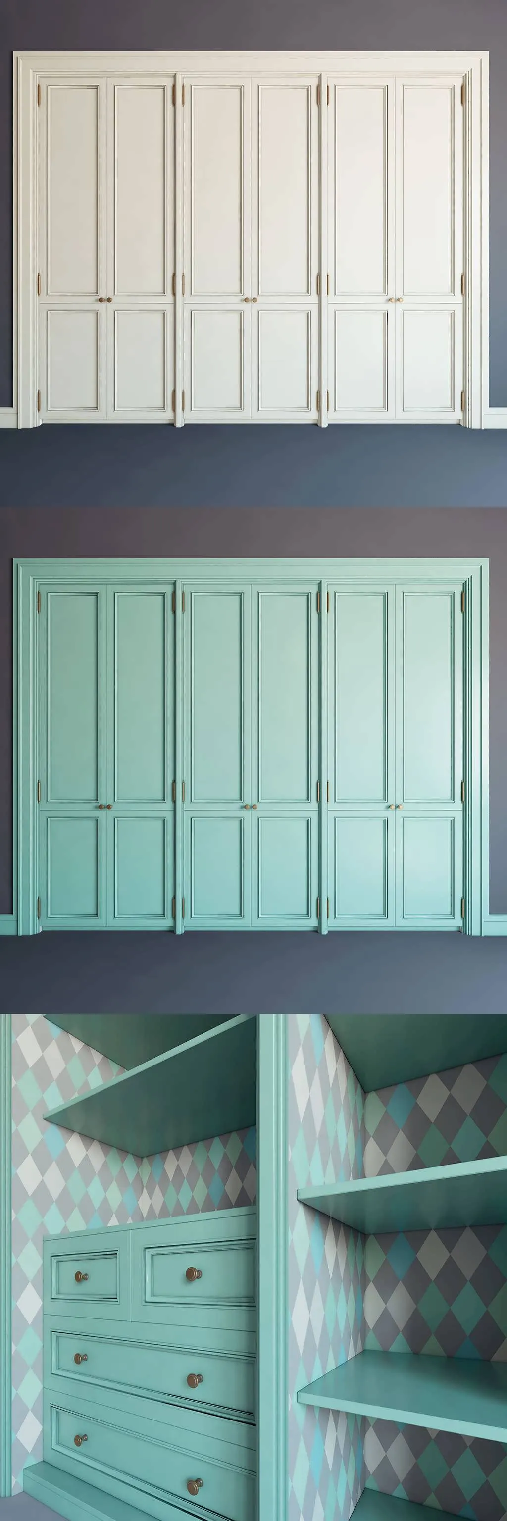 کمد دیواری سه بعدی برای طراحی اتاق خواب و دکوراسیون داخلی