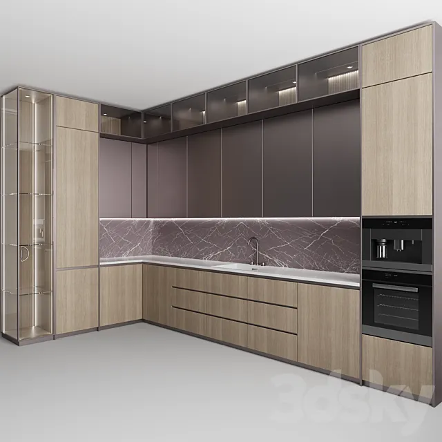 مدل آشپزخانه شماره 88 با طراحی مدرن؛ جزئیات کامل کابینت، لوازم و نورپردازی.