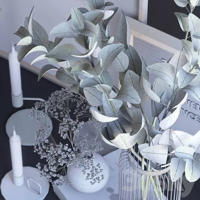 ست گیاهان سه بعدی فیکوس و اوکالیپتوس برای طراحی داخلی
