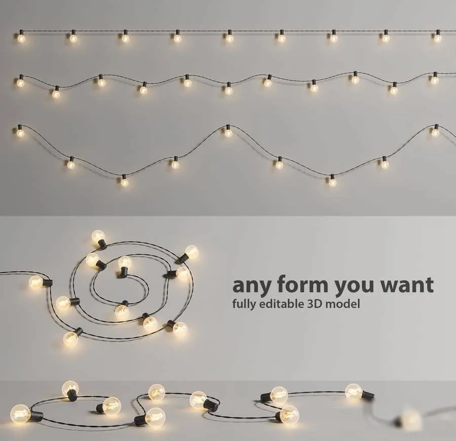 3dSky Editable Garland Lights Set 2 3D Object