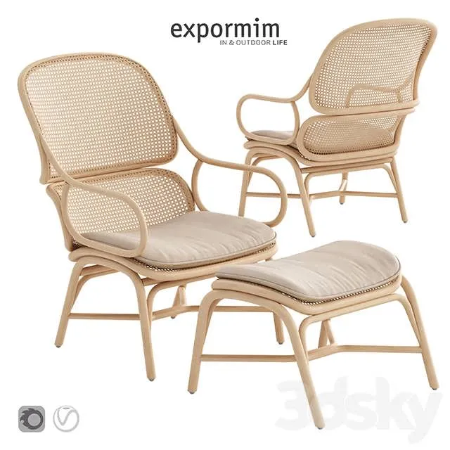 3dSky Expormim Frames Armchair With Ottoman 3D Object