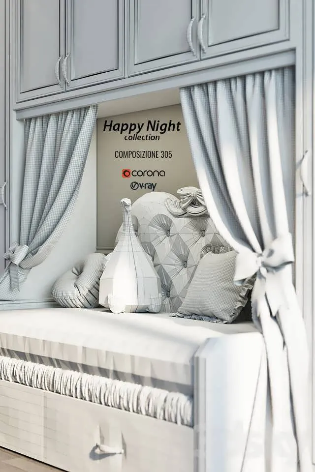 مدل سه بعدی سرویس خواب کودک Ferretti Happy Night