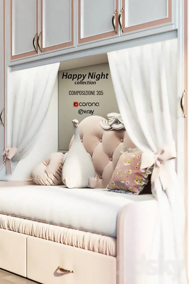 مدل سه بعدی سرویس خواب کودک Ferretti Happy Night