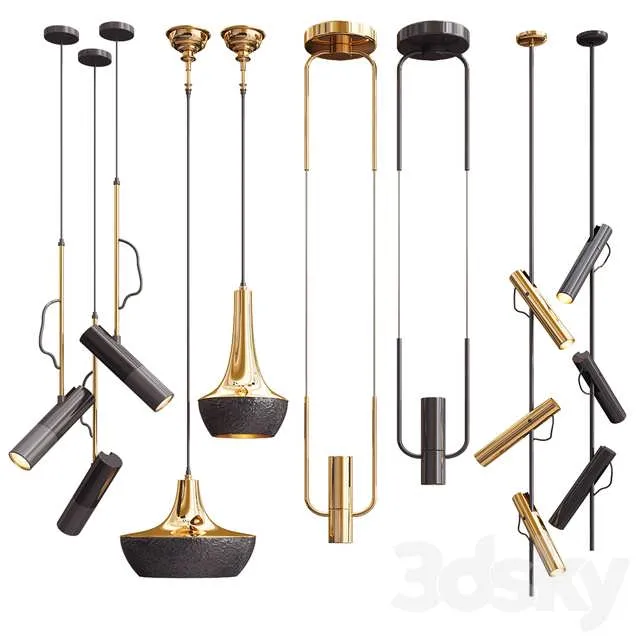 3dSky Four Hanging Lights 38 Exclusive 3D Object