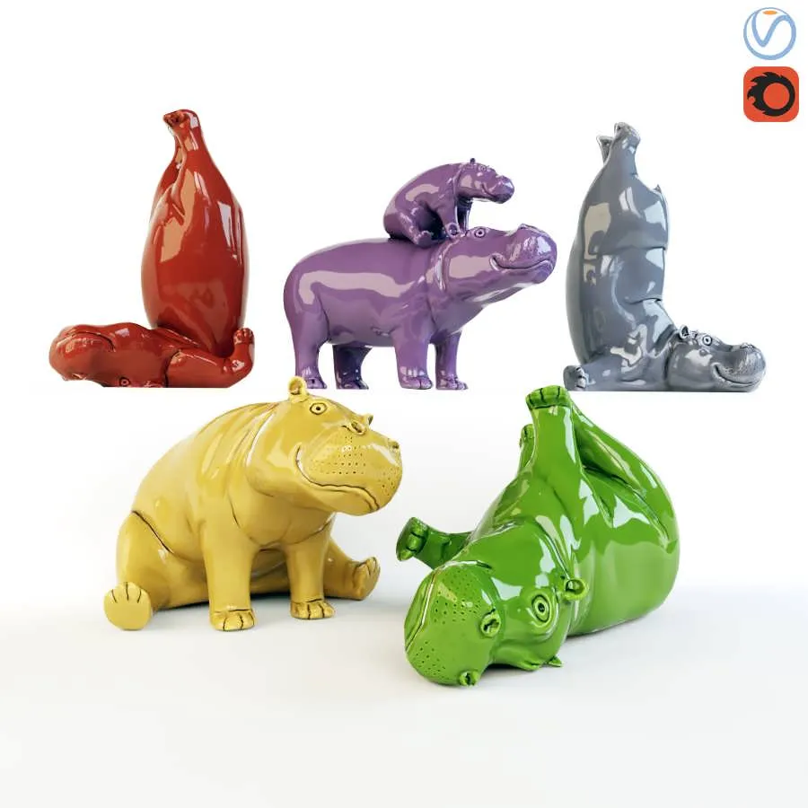 3dSky Hippos 3D Object