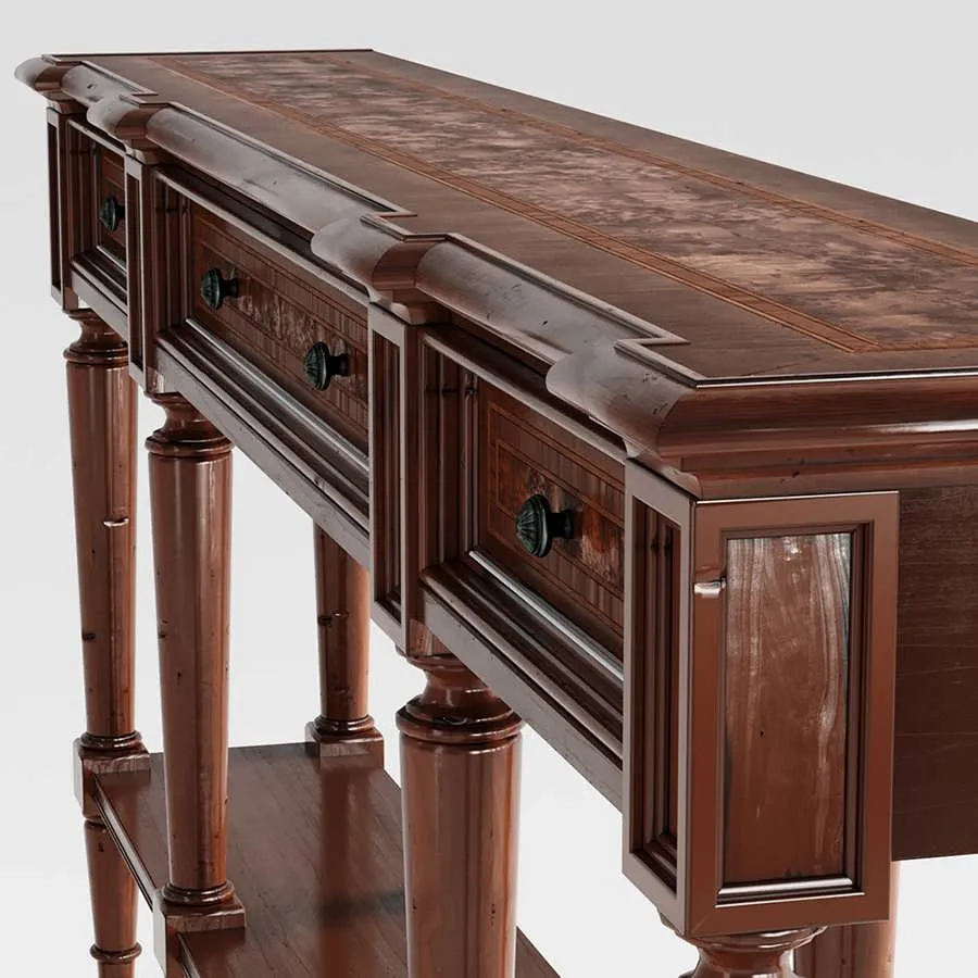 3dSky Hooker Furniture Living Room Grandover Three Drawer Console Table 3D Object