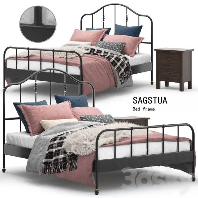 3dSky Ikea Sagstua Bed 3D Object