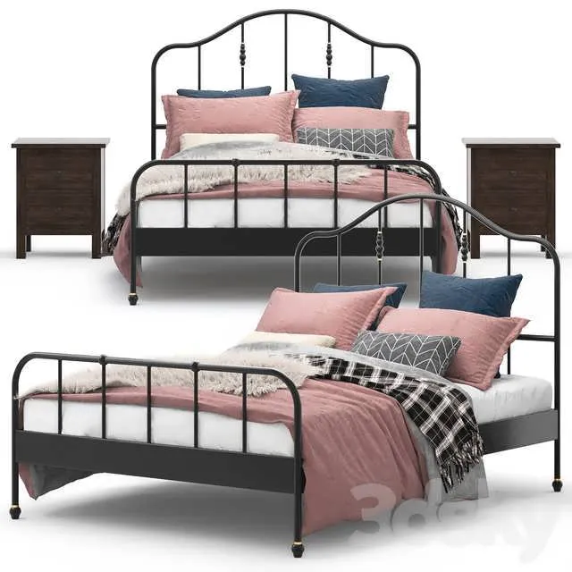 تخت فلزی سه بعدی IKEA Sagstua برای طراحی اتاق خواب مدرن