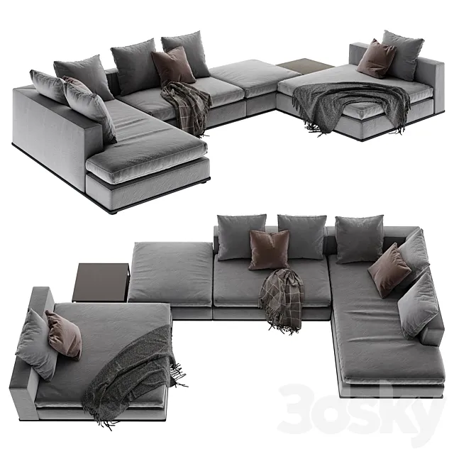 مبل پنج‌نفره Minotti Powell برای طراحی داخلی مدرن و مینیمال.