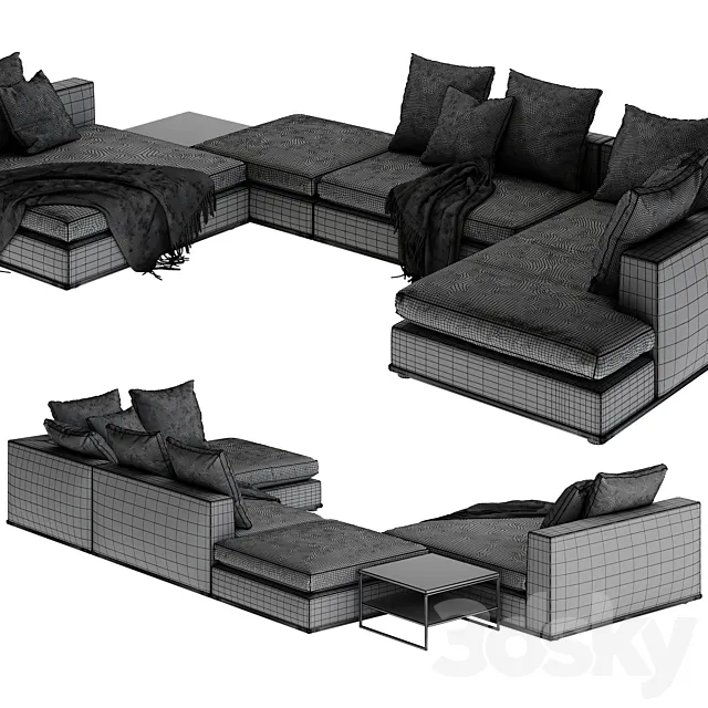 مبل پنج‌نفره Minotti Powell برای طراحی داخلی مدرن و مینیمال.