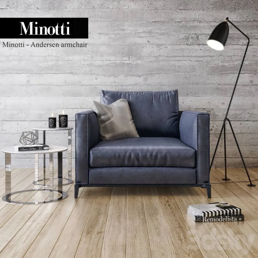مبل تک نفره سه بعدی Minotti Andersen برای دکوراسیون داخلی لوکس