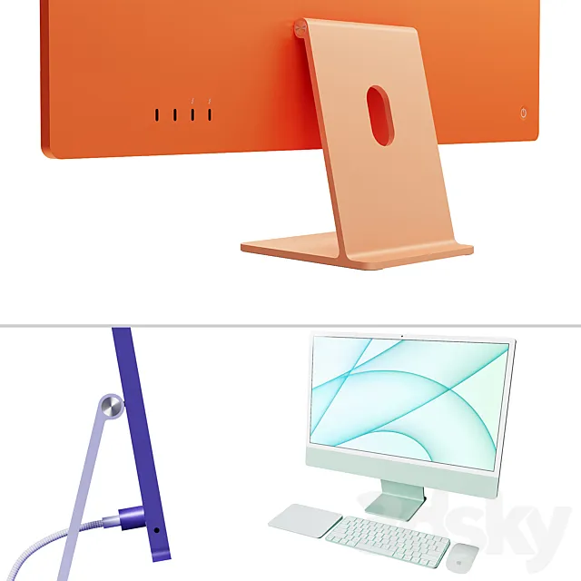 سیستم هایiMac اپل در 7 رنگ مناسب رندرهای کاری و محیط اداری.