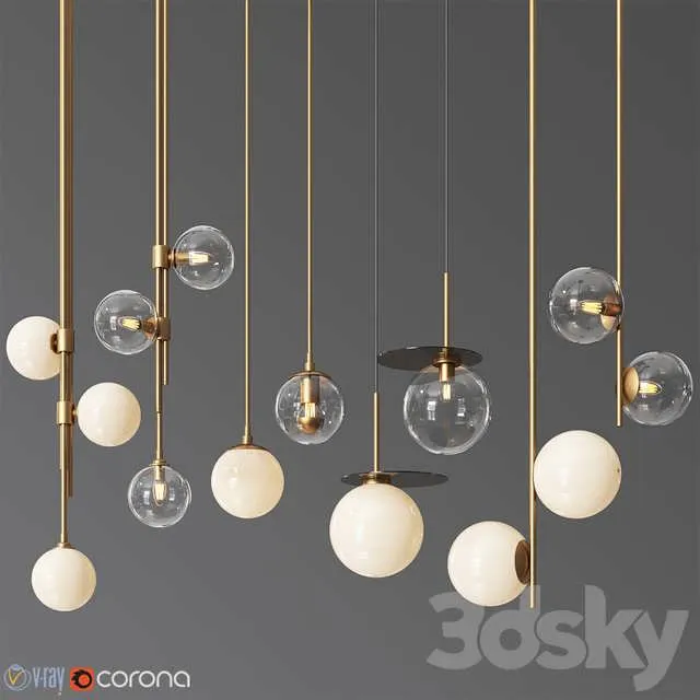 3dSky Pendant Light Collection 14 – 4 Type 3D Object