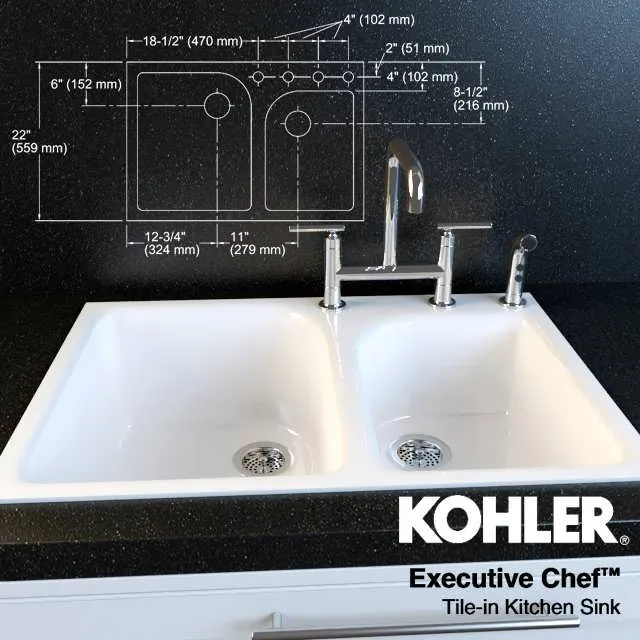 3dSky Purist Faucet And Sink Executive Chef Kohler 3D Object