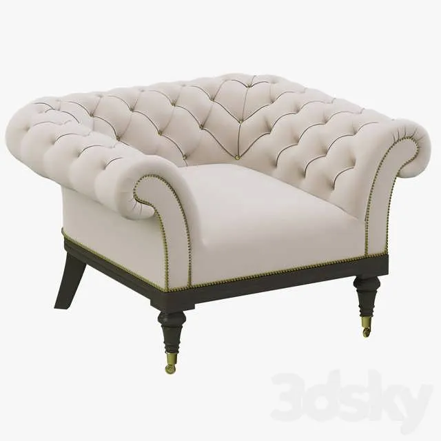 3dSky Restoration Hardware Islington Chesterfield Upholstered Chair 3D Object
