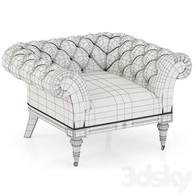 صندلی چستر فیلد سه بعدی Islington از Restoration Hardware برای دکوراسیون