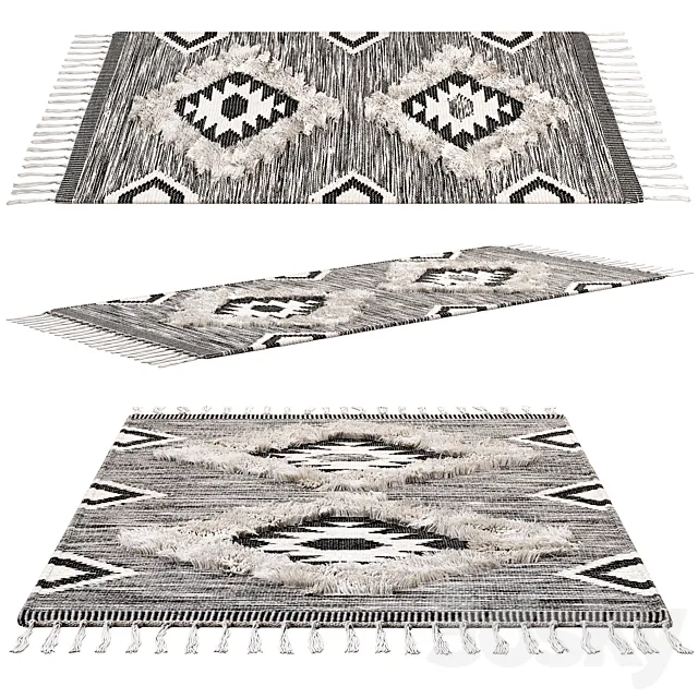 فرش دستبافت nuLOOM Ikat Tassel مناسب طراحی داخلی مدرن.