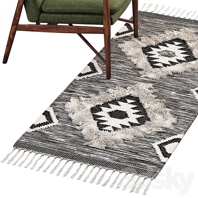 فرش دستبافت nuLOOM Ikat Tassel مناسب طراحی داخلی مدرن.