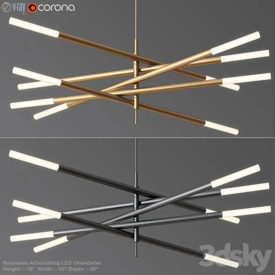 3dSky Rousseau Articulating Led Chandelier 3D Object
