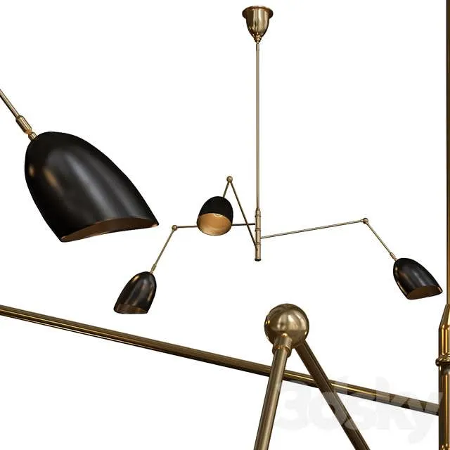3dSky Sommerard Medium Triple-Arm Chandelier Hand-Rubbed Antique Brass 3D Object