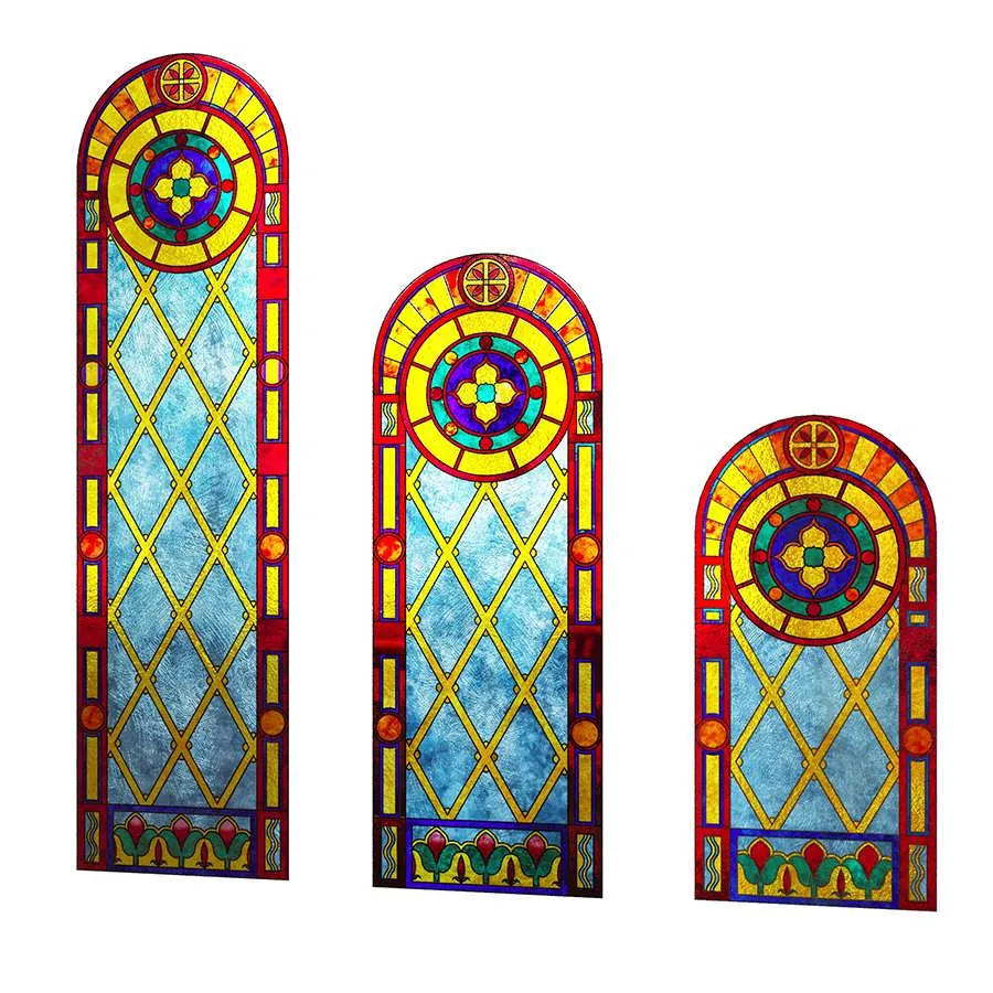 3dSky Stained-Glass Window In Three Sizes 3D Object