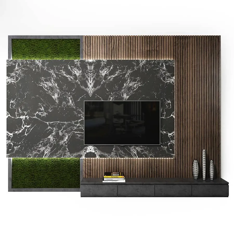 3dSky Tv Wall Set 04 3D Object